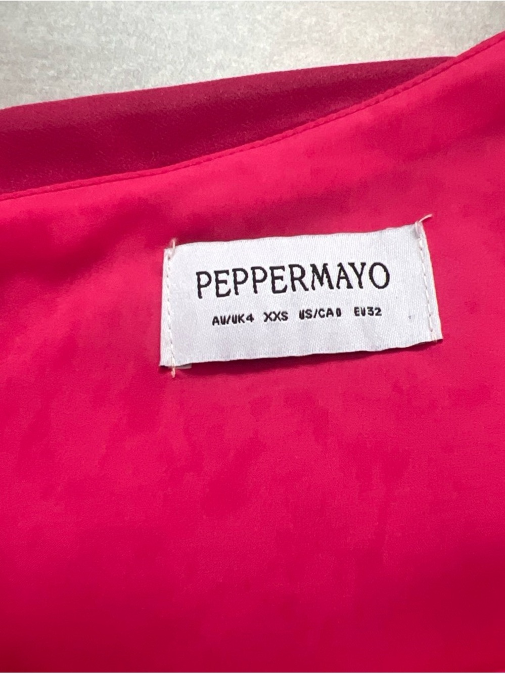 Peppermayo Fuchsia One-Shoulder Mini Dress with Draped Overlay - Picture 4 of 4